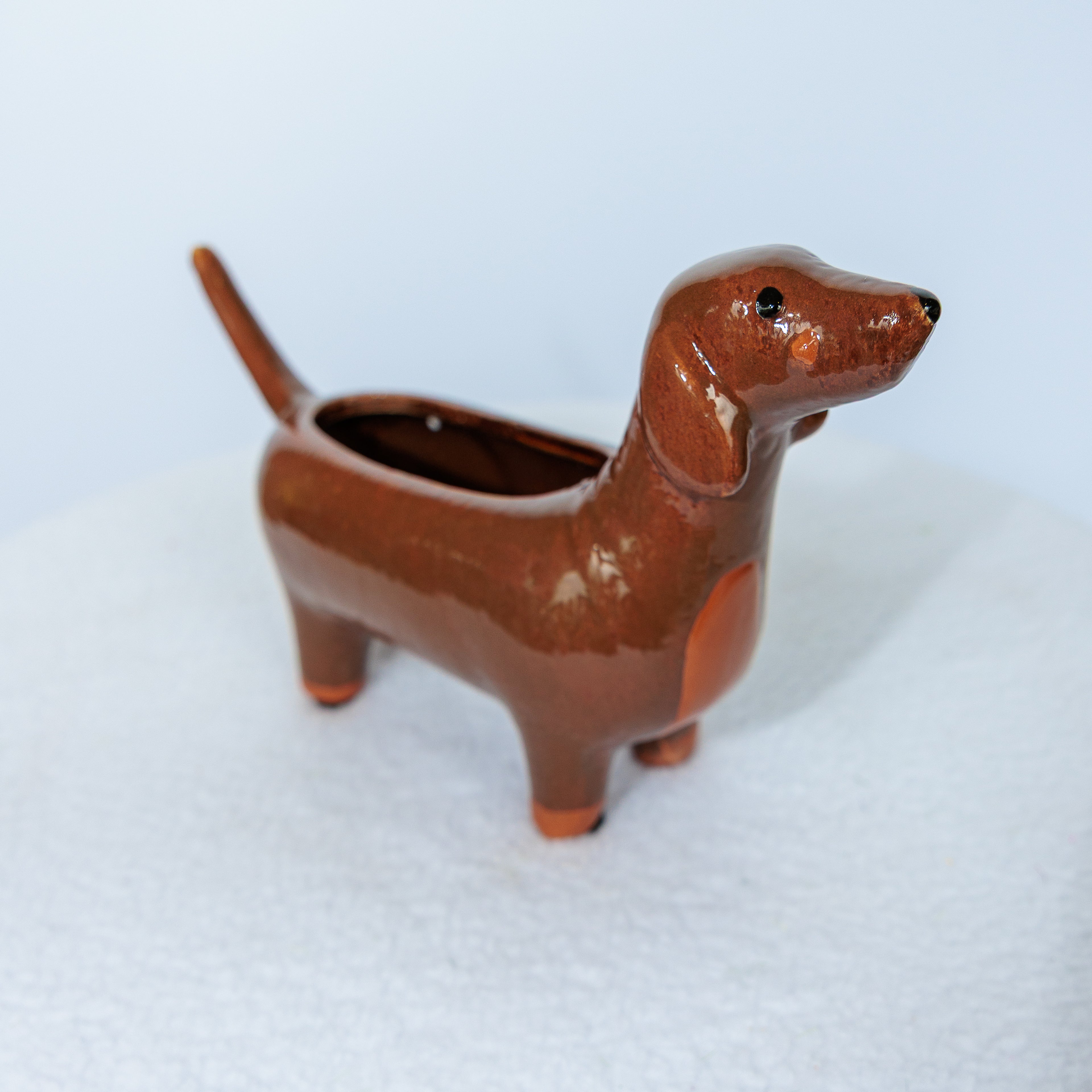 Dachshund dog ceramic vase