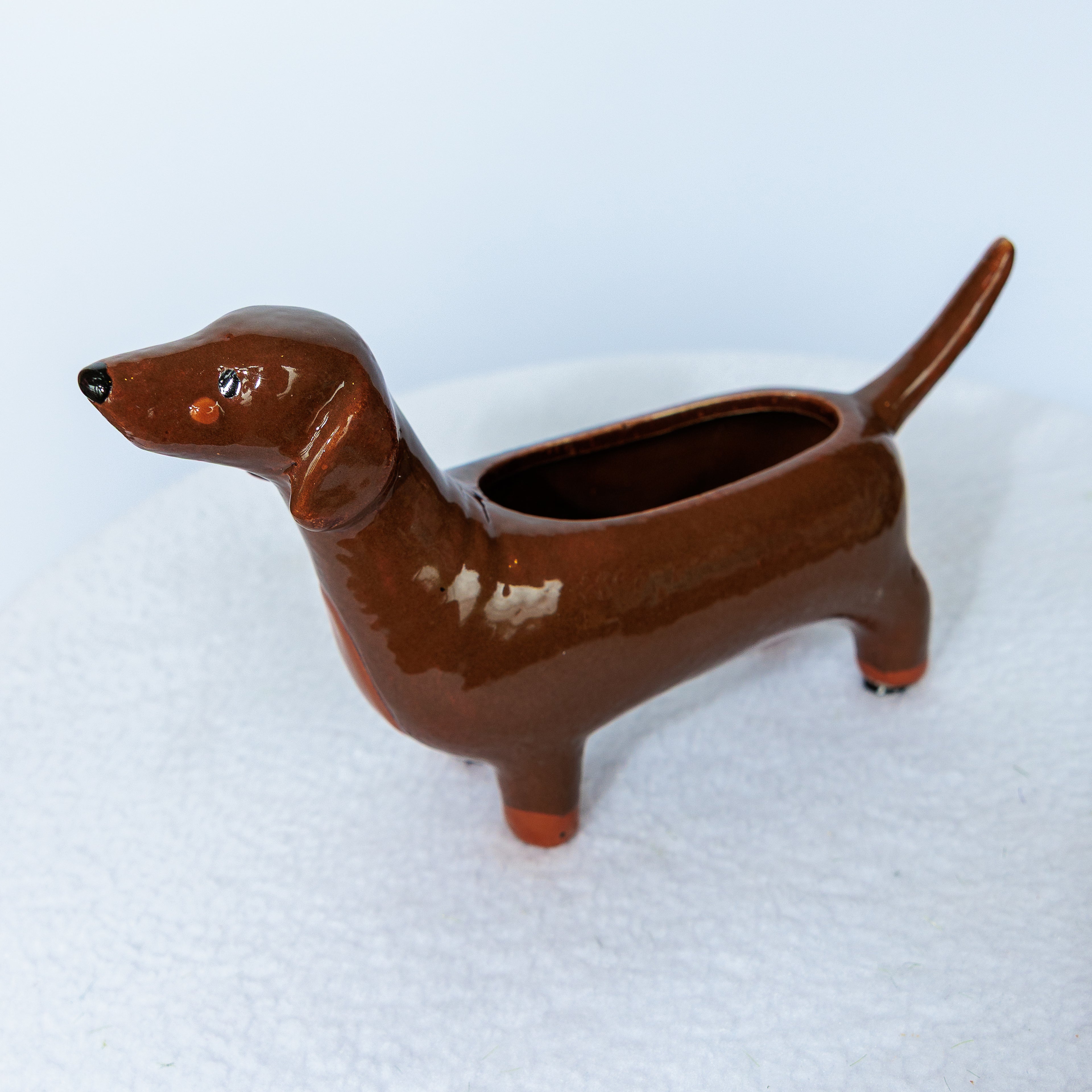 Dachshund dog ceramic vase