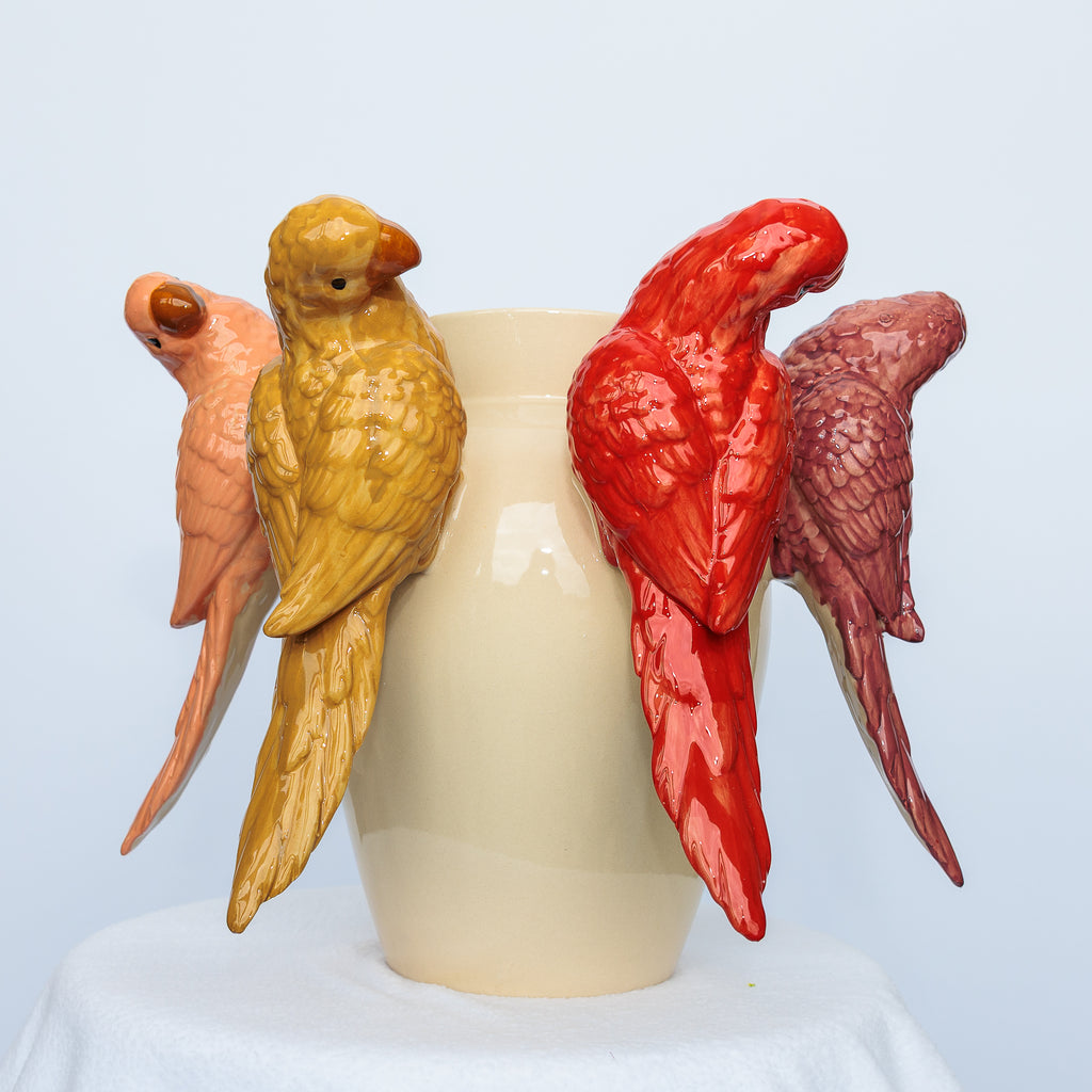 Multi-Colored Ceramic Parrot Vase