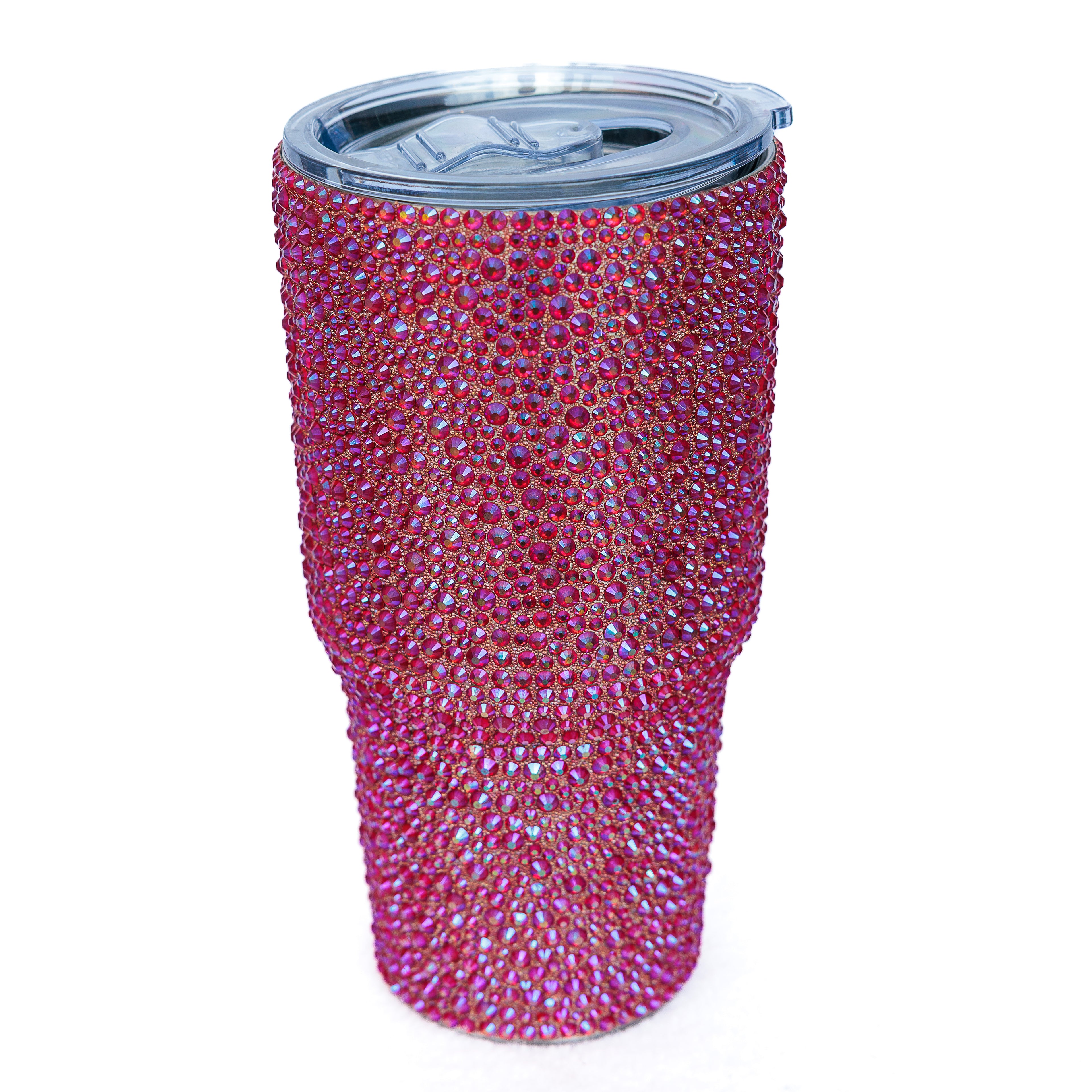 Bedazzled crystal thermal travel mugs (Two Pink, Two Aurorae, and Two Blue