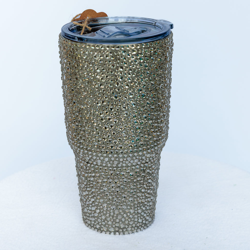 Bedazzled crystal thermal travel mugs (Two Pink, Two Aurorae, and Two Blue