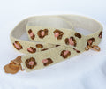 Beaded leopard print purse strap, beige with bronze and pink, gold hardware
