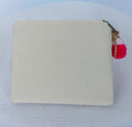 Beaded coin purse, pretty boujee, white with pink, linen back