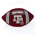 Beaded coin purse, Texas A & M football, aggie maroon, linen back