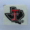 Beaded coin purse, Texas Tech, red Raiders, linen back