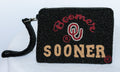 Beaded coin purse, Oklahoma Boomer Sooner, linen back