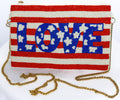 Beaded Red, White, and Blue Love evening bag