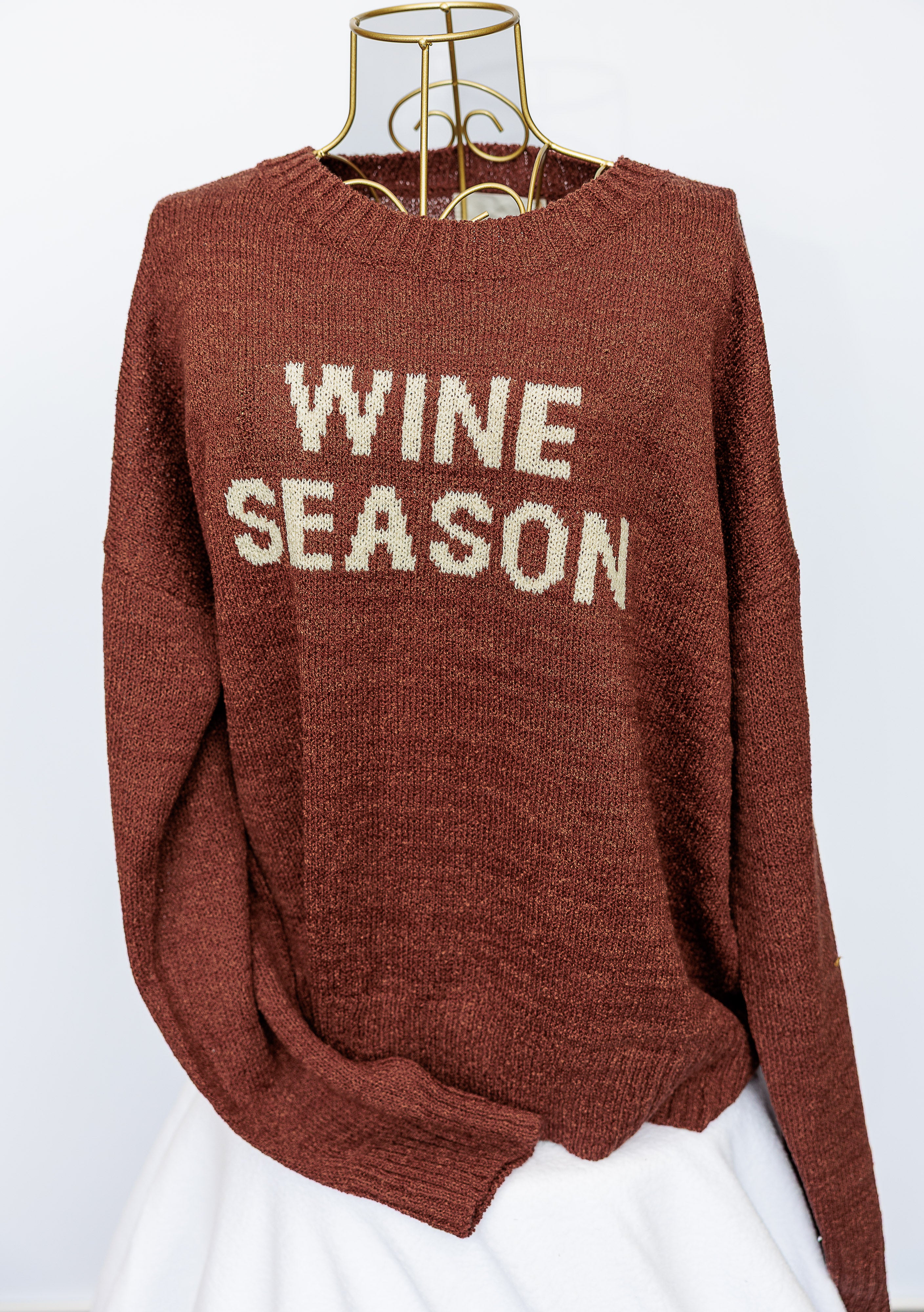 Wine Season Sweater (65% acrylic, 35% polyester)