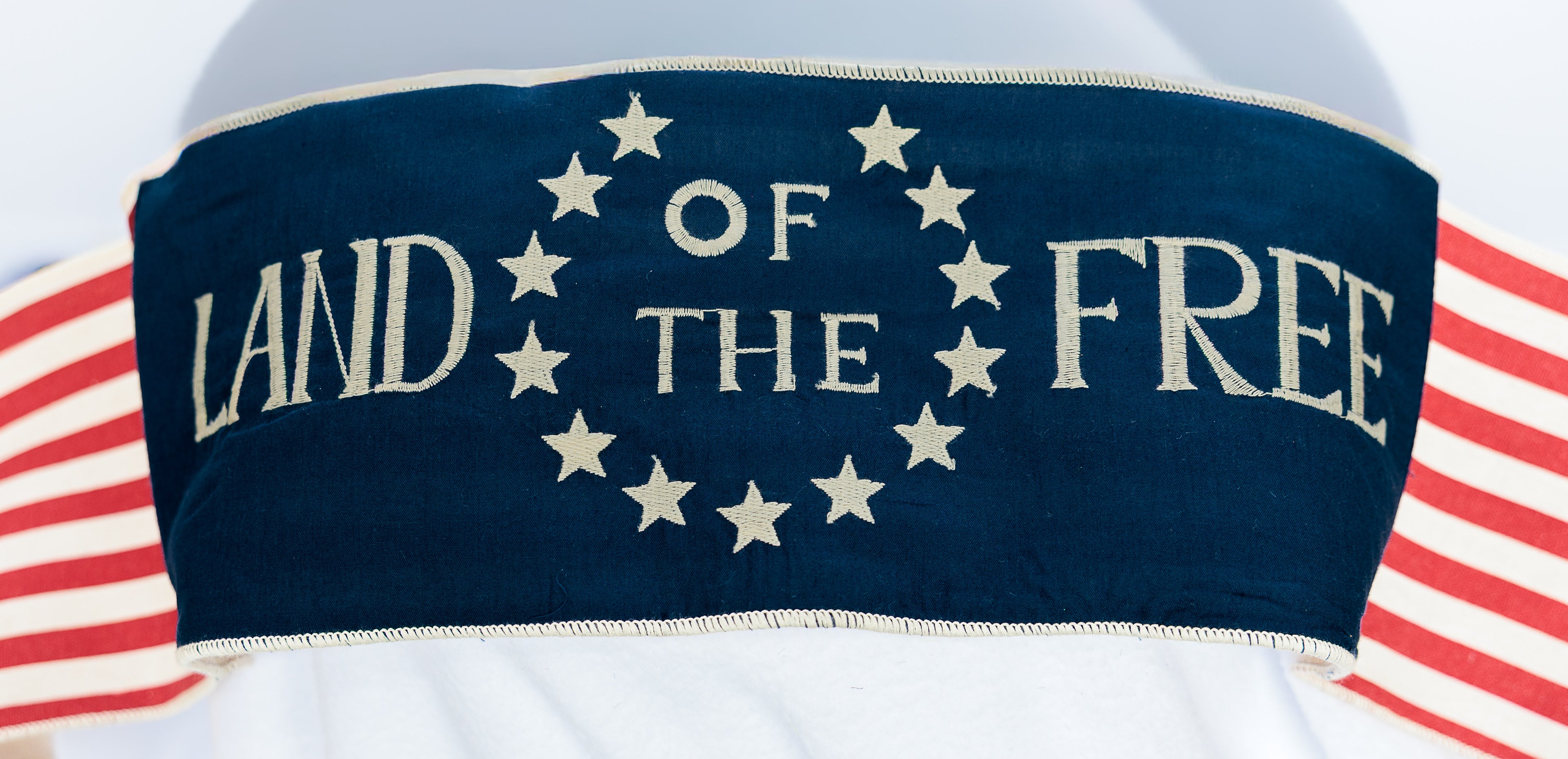 Linen American flag, Red, White, and Blue banner, Land of the Free