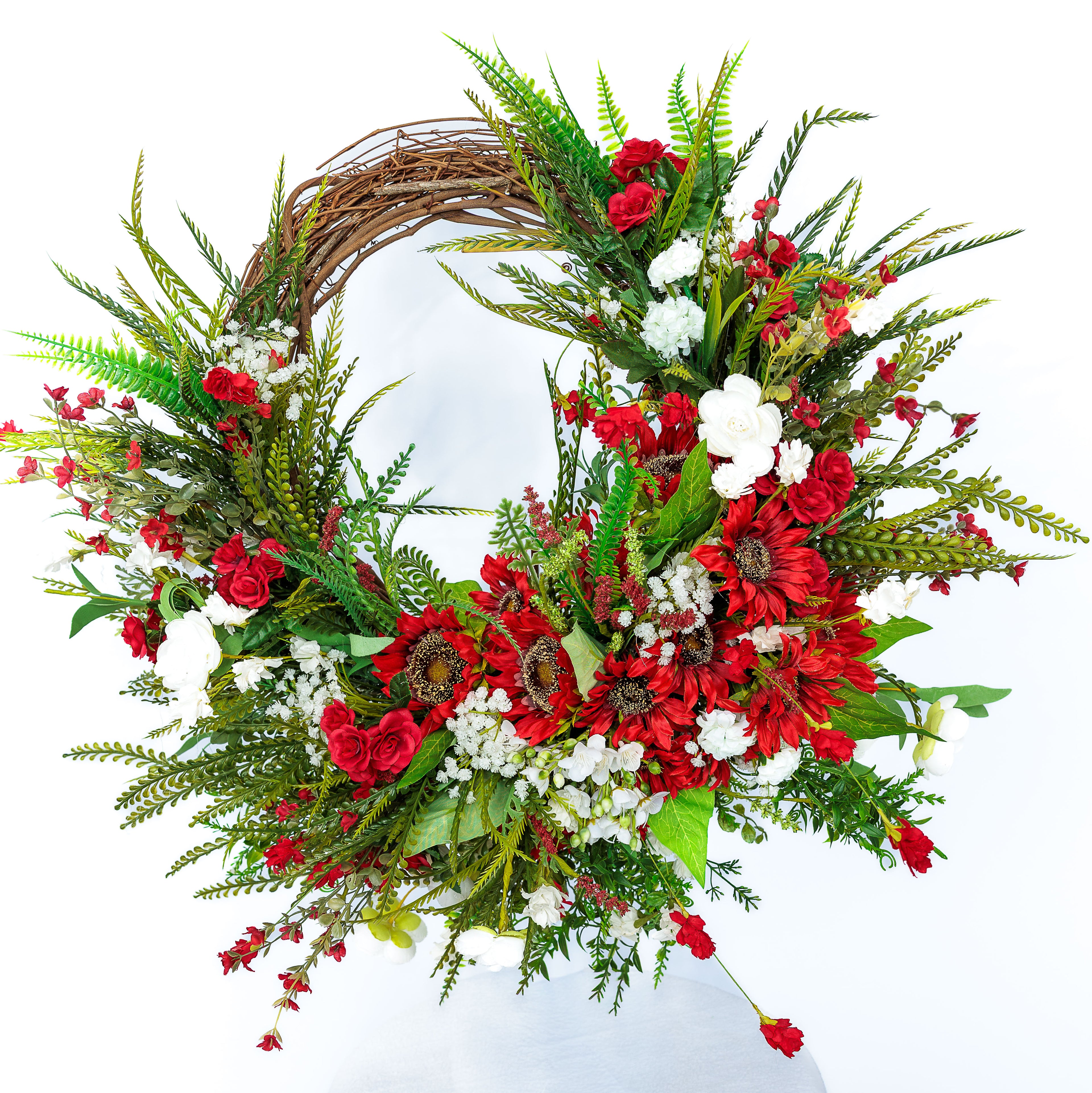 Red and White floral wreath