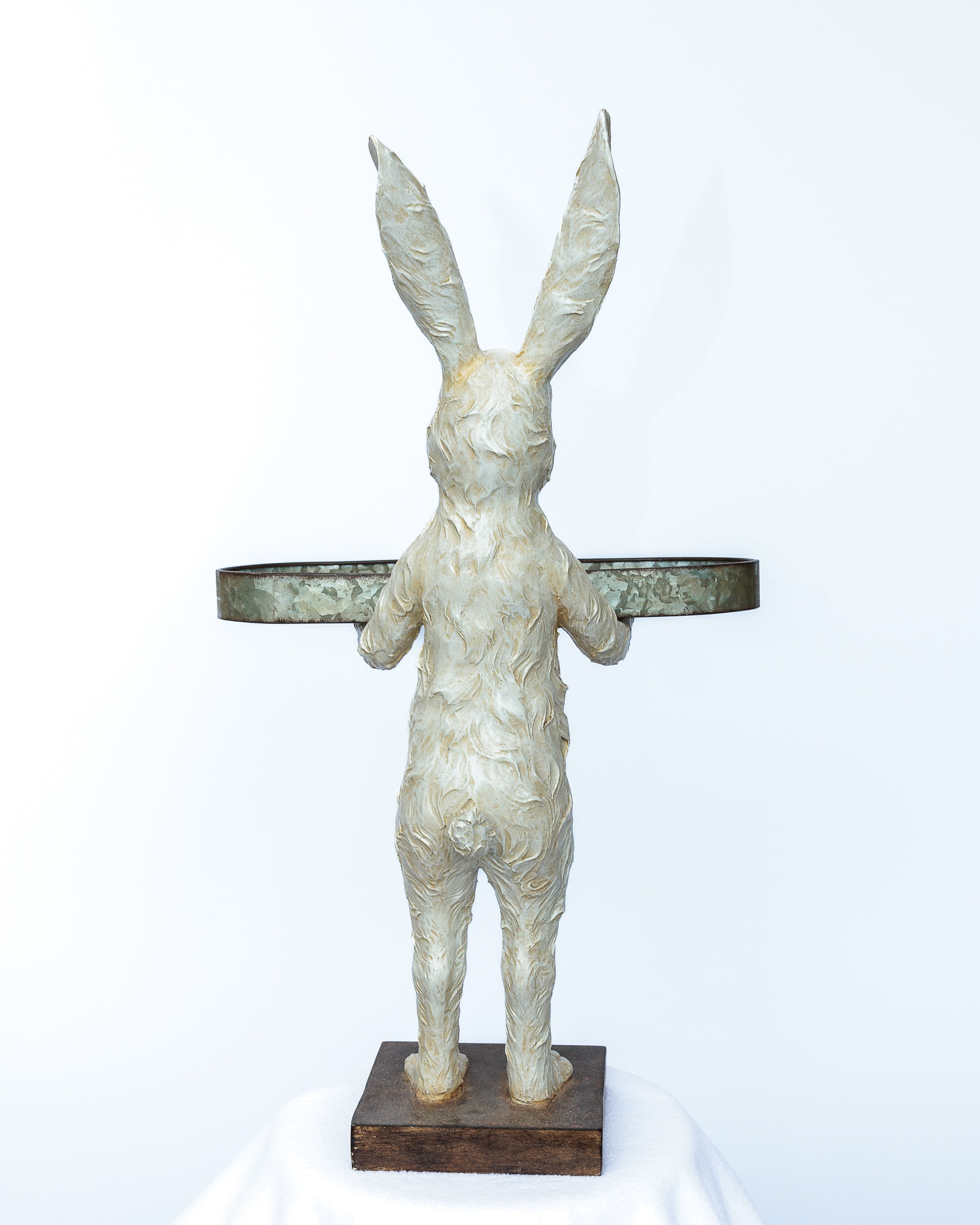 White resin Butler bunny with tray