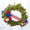 Bay leaf wreath, Red, White, and Blue Sweet Land of Liberty banner