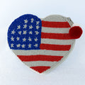 Beaded coin purse, Red, White and Blue, America Heart