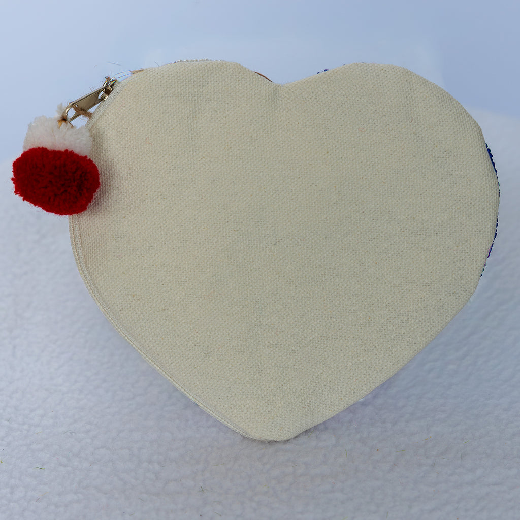 Beaded coin purse, Red, White and Blue, America Heart
