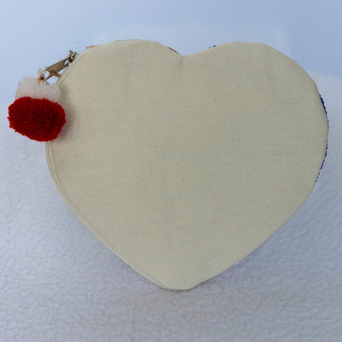 Beaded coin purse, Red, White and Blue, America Heart