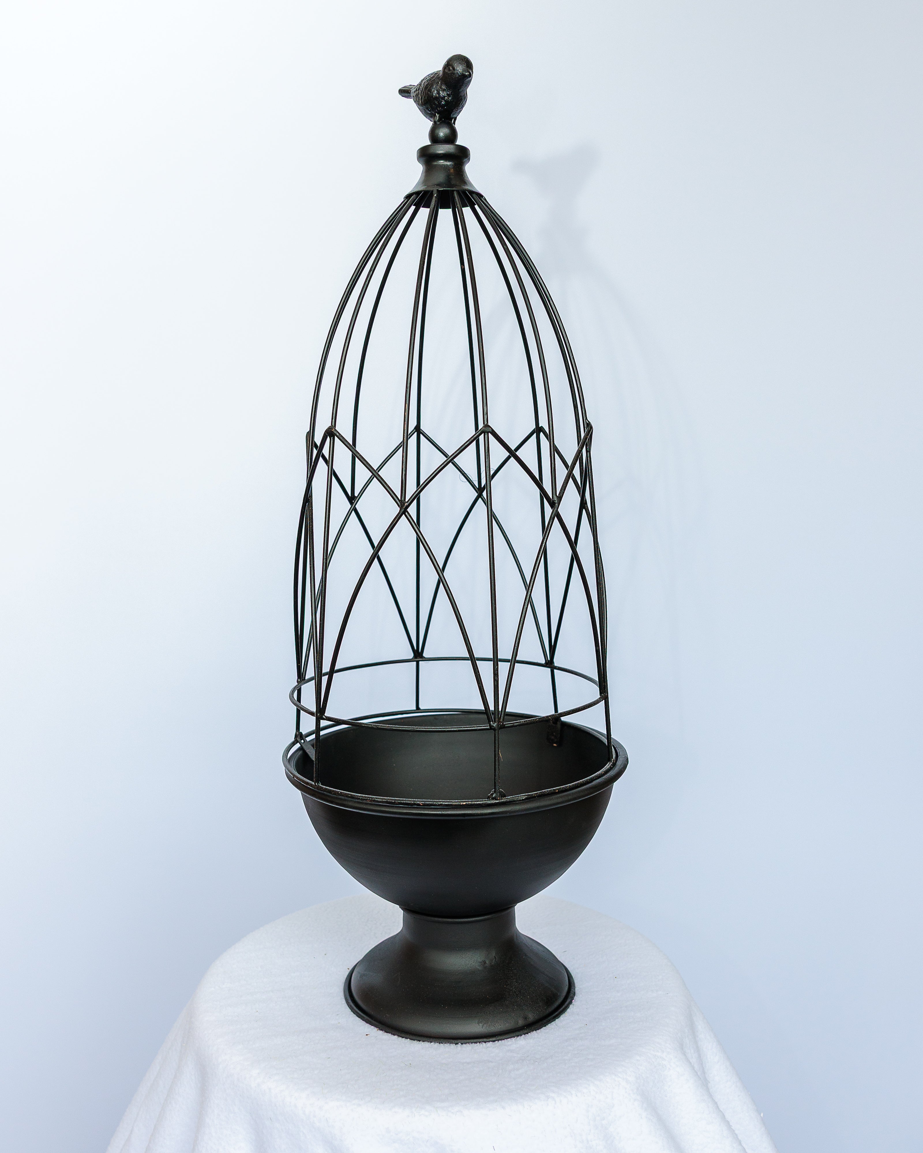 Black topiary obelisk garden lantern or planter