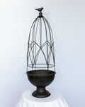 Black metal obelisk garden topiary lantern or planter