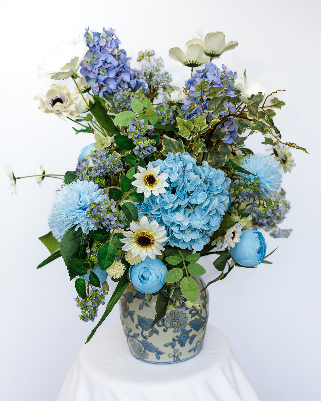 Blue and White Ceramic Ginger Jar vase