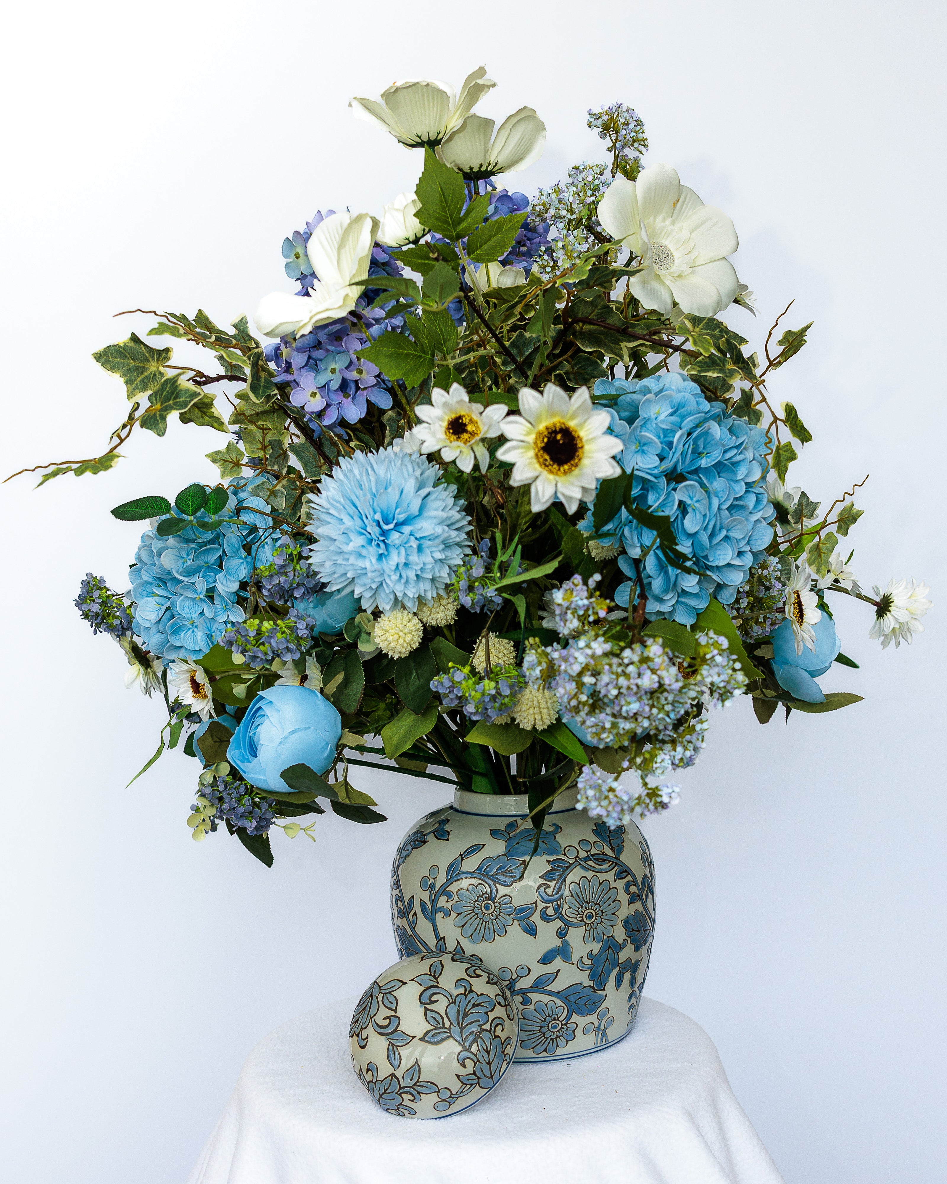 Blue and White Ceramic Ginger Jar vase