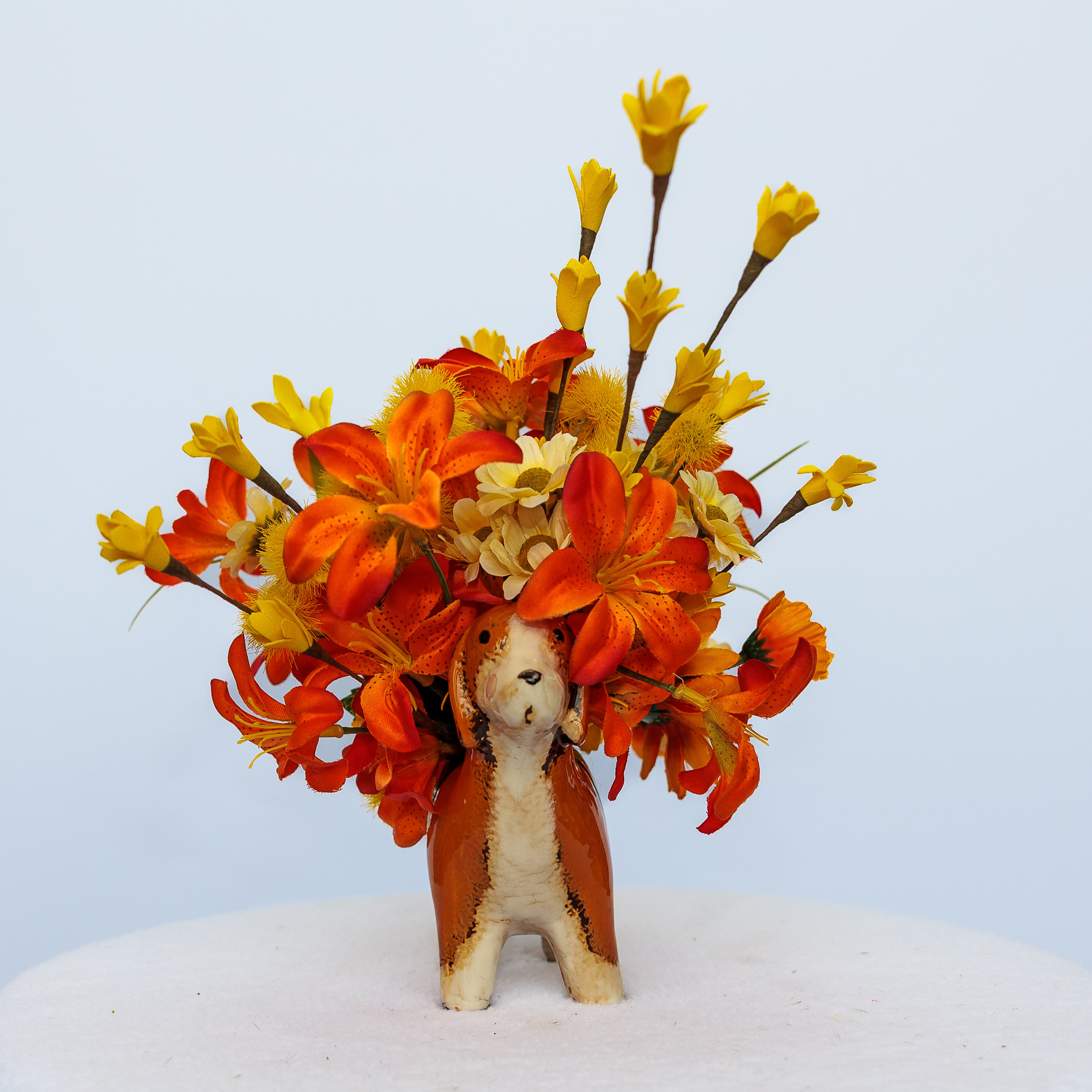 Small dog ceramic vase