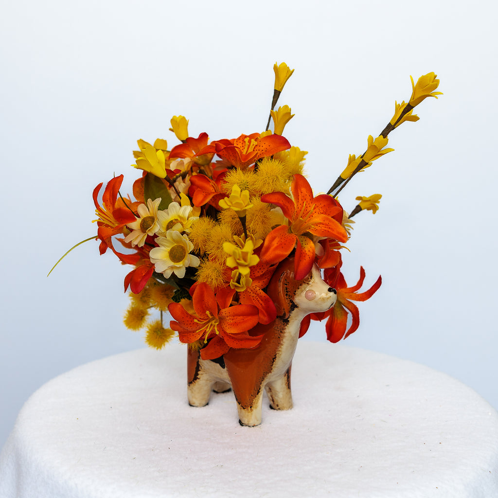 Small dog ceramic vase