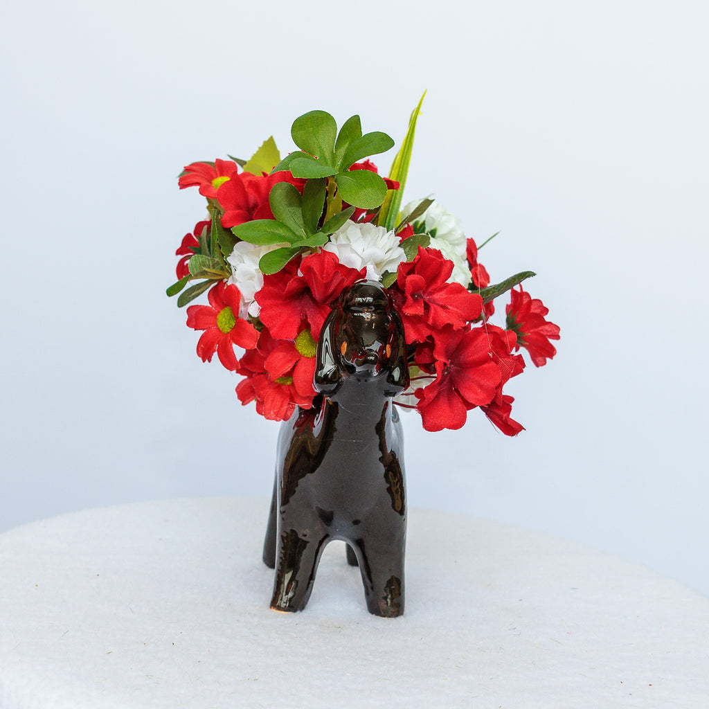 Black Poodle ceramic vase