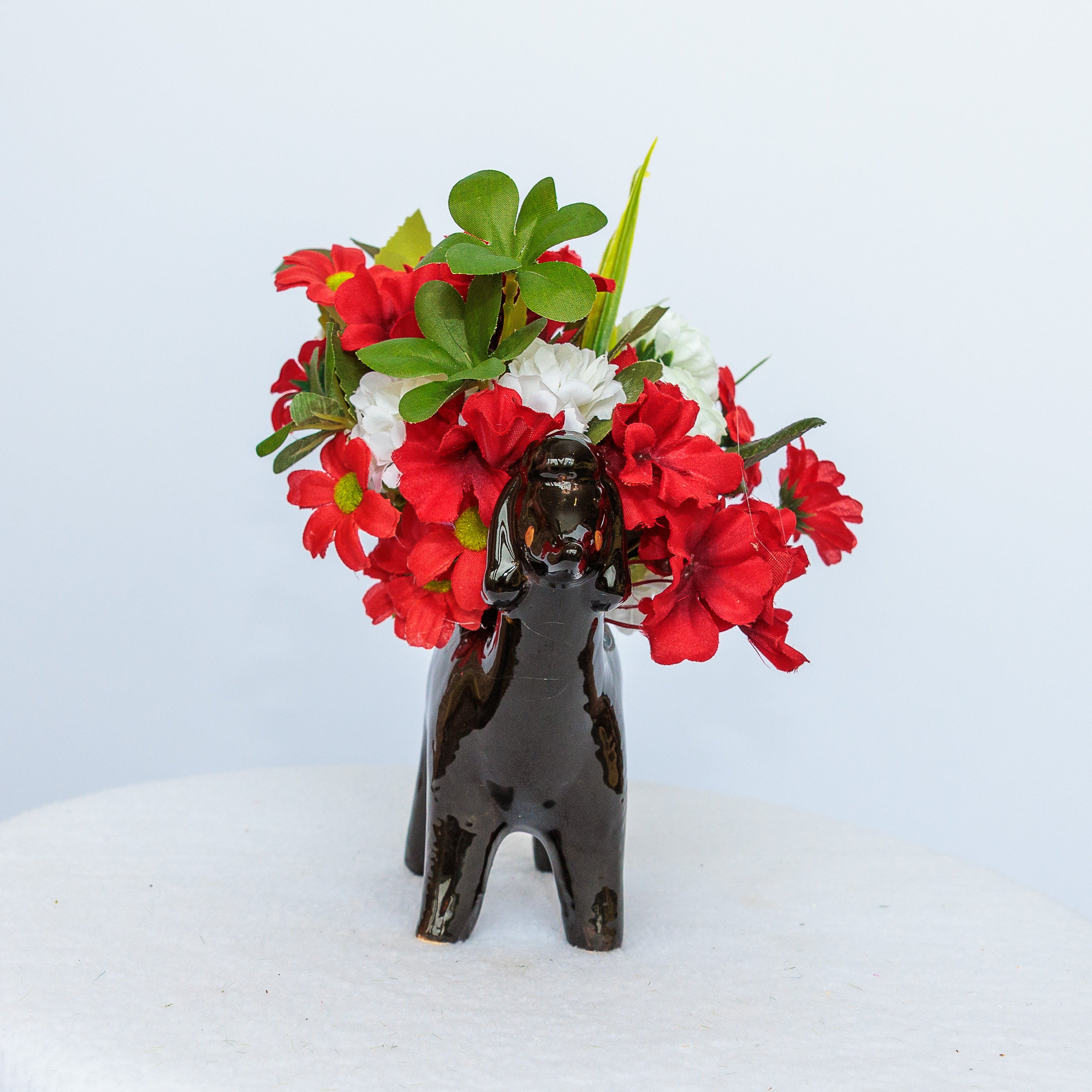 Black Poodle ceramic vase