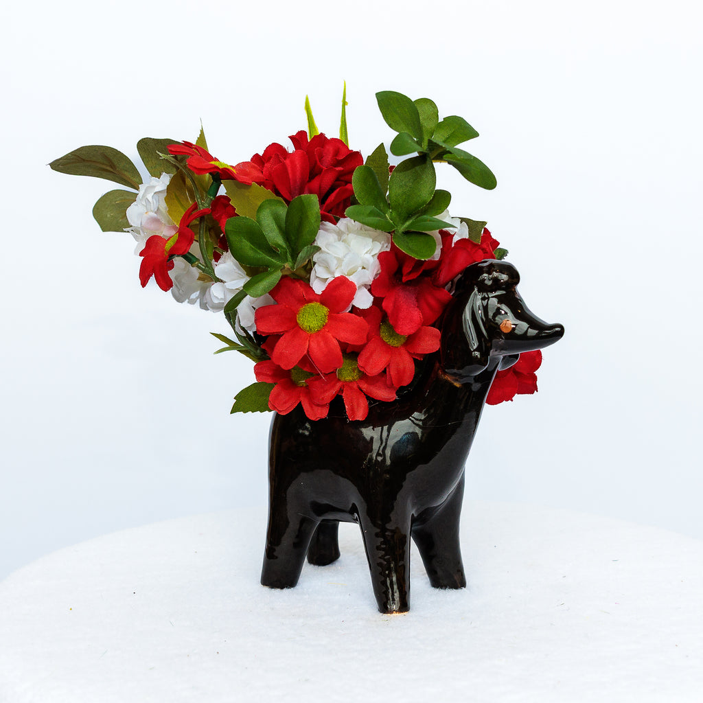 Black Poodle ceramic vase