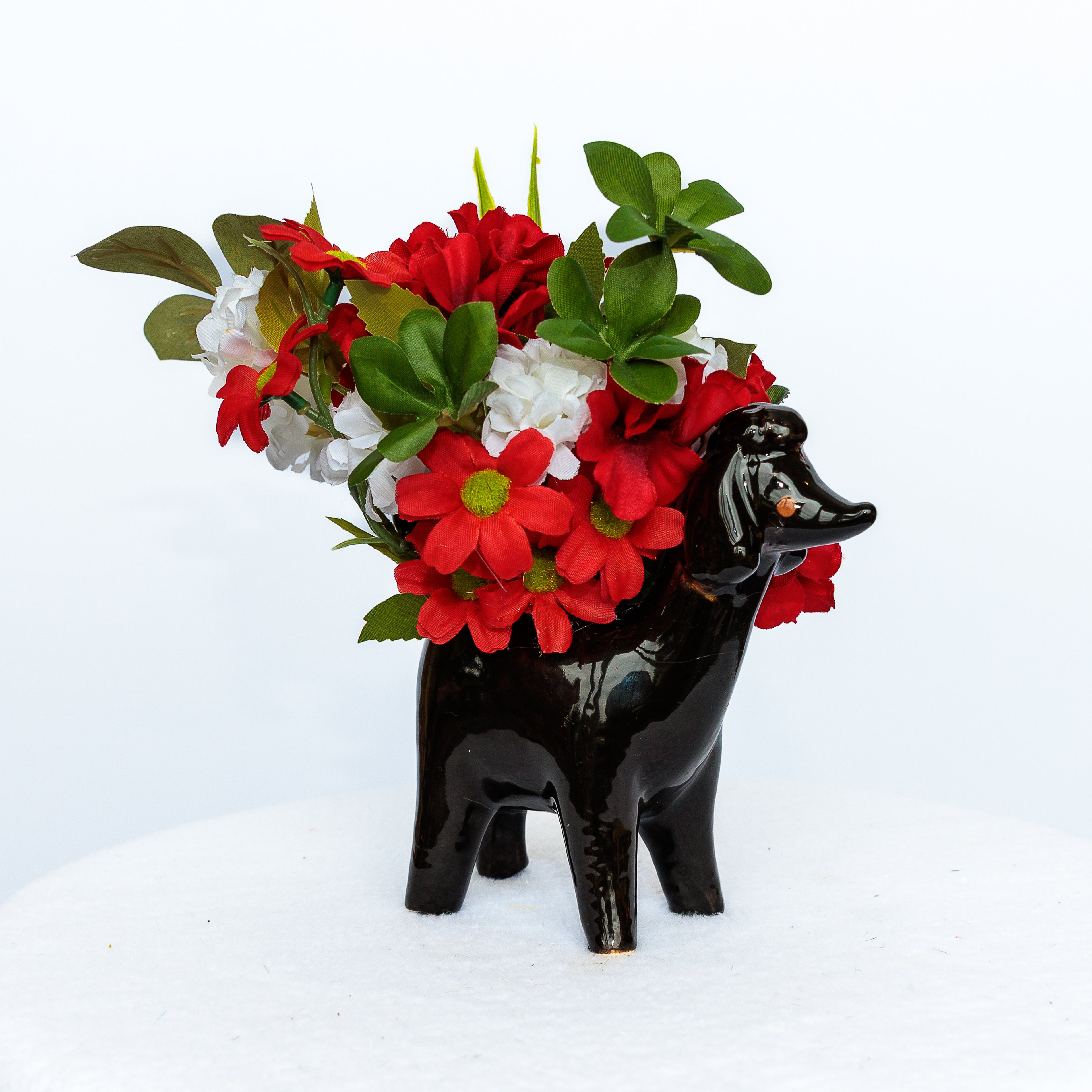 Black Poodle ceramic vase