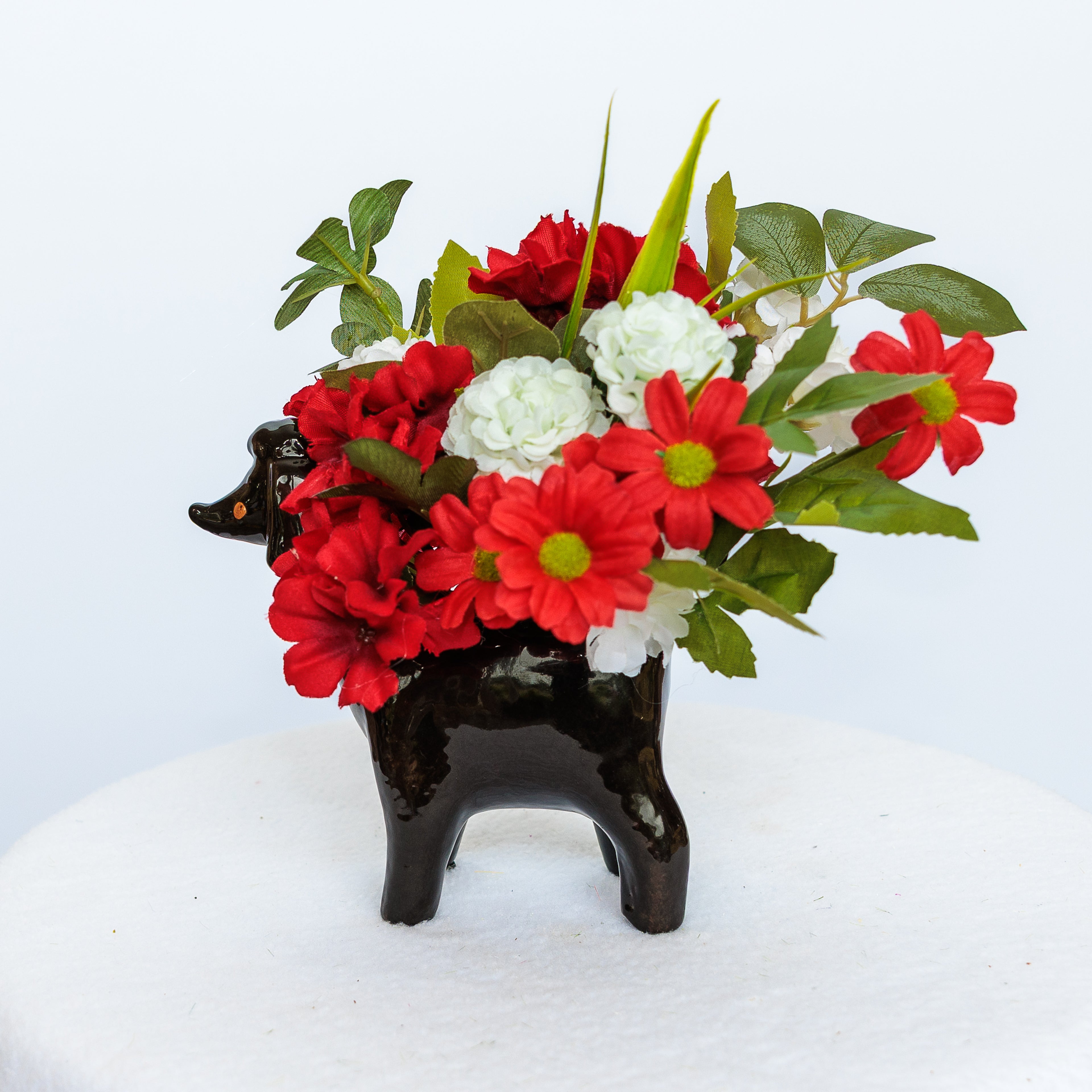 Black Poodle ceramic vase